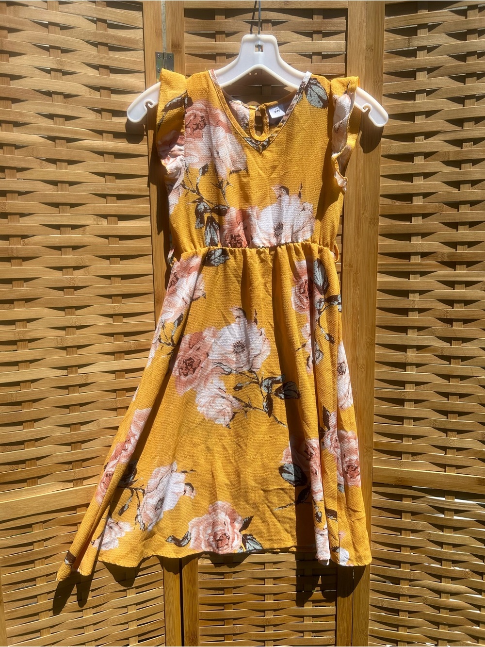 👻5/$13- Girls' Floral Mustard Yellow Dress